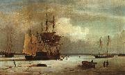 Fitz Hugh Lane Ships Stuck in Ice off Ten Pound Island, Gloucester Norge oil painting reproduction